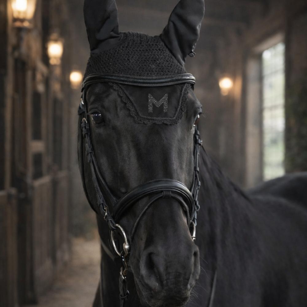 Fliegenhaube mit Glitzerbuchstabe