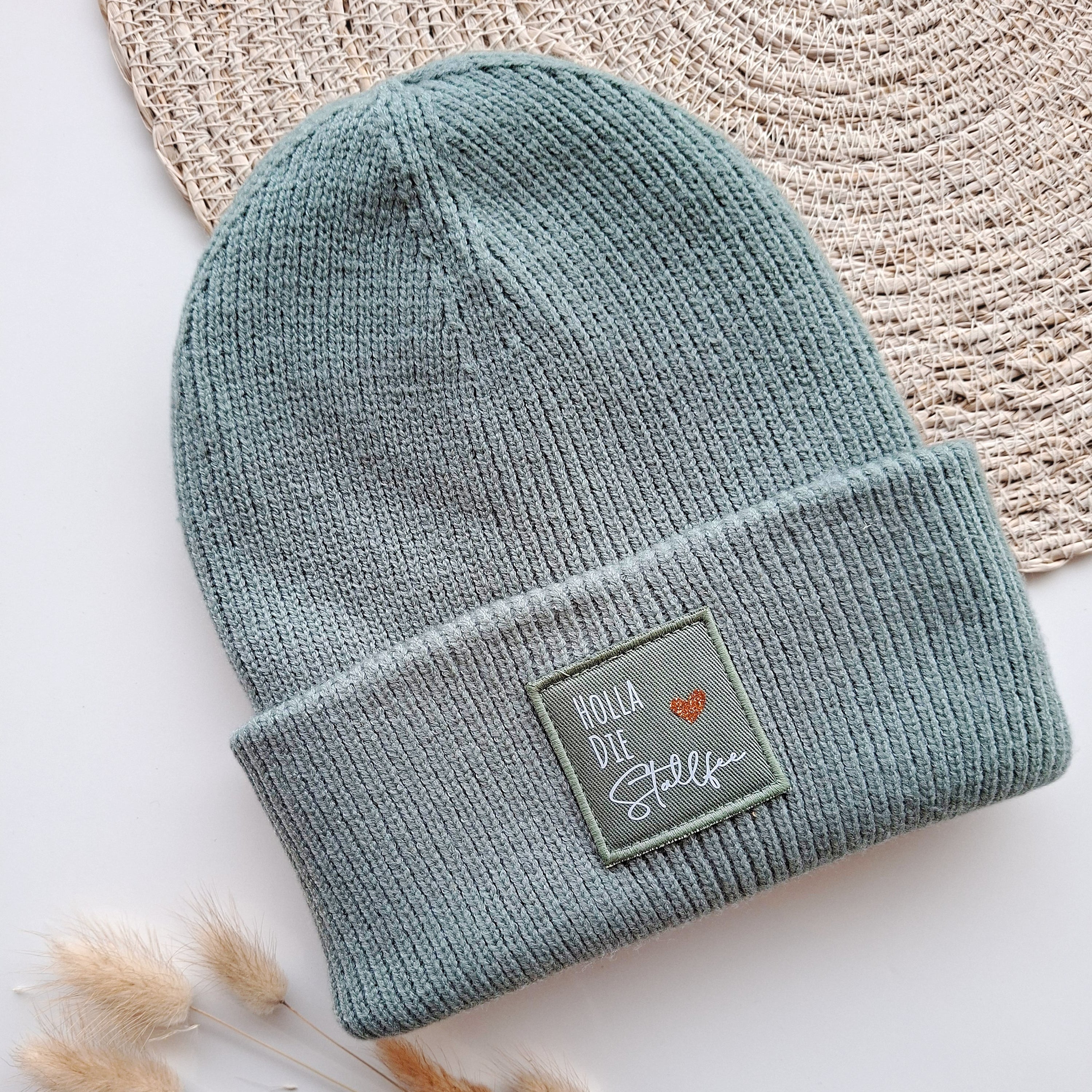 Gerippte Mütze mit Wunschtext