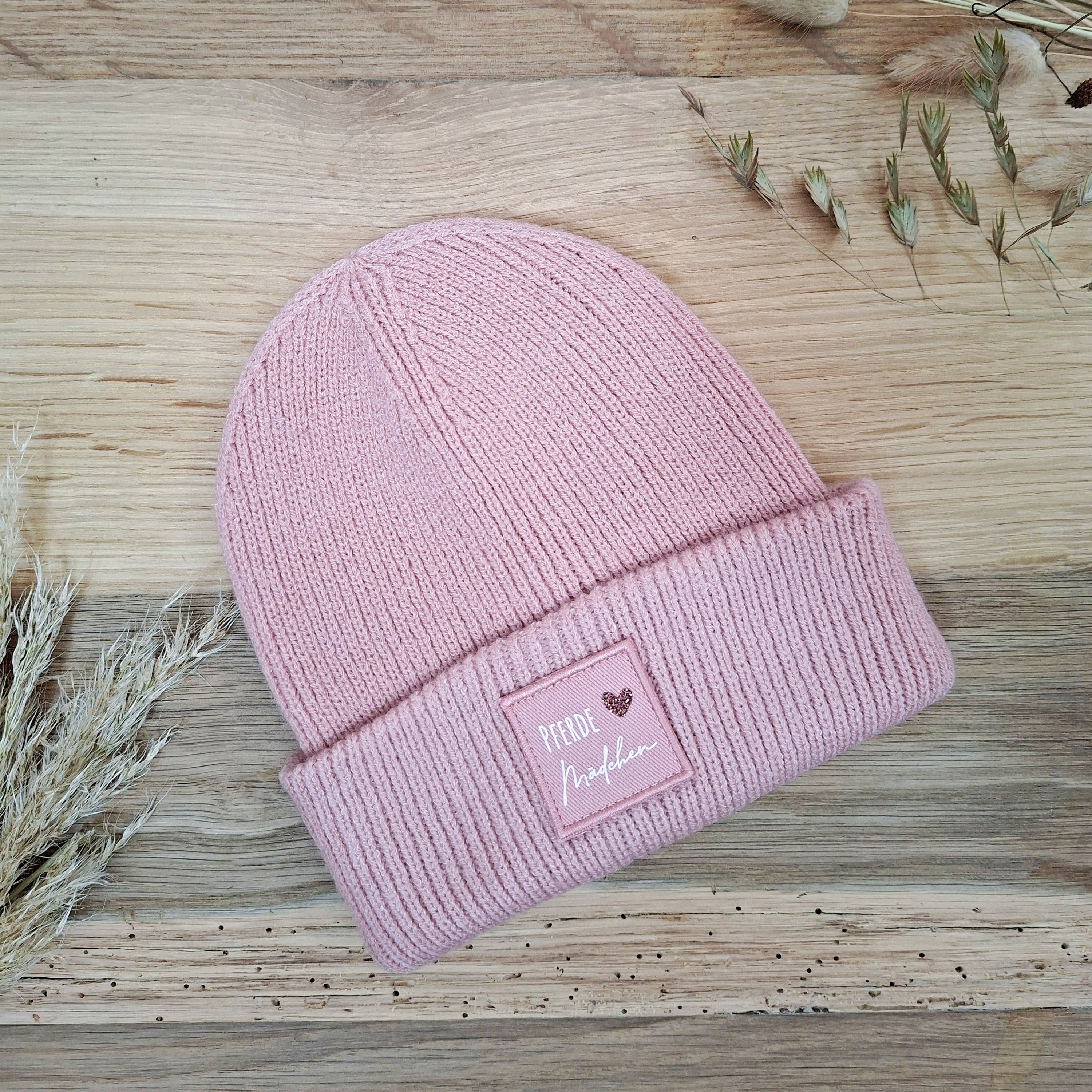 Gerippte Mütze mit Wunschtext
