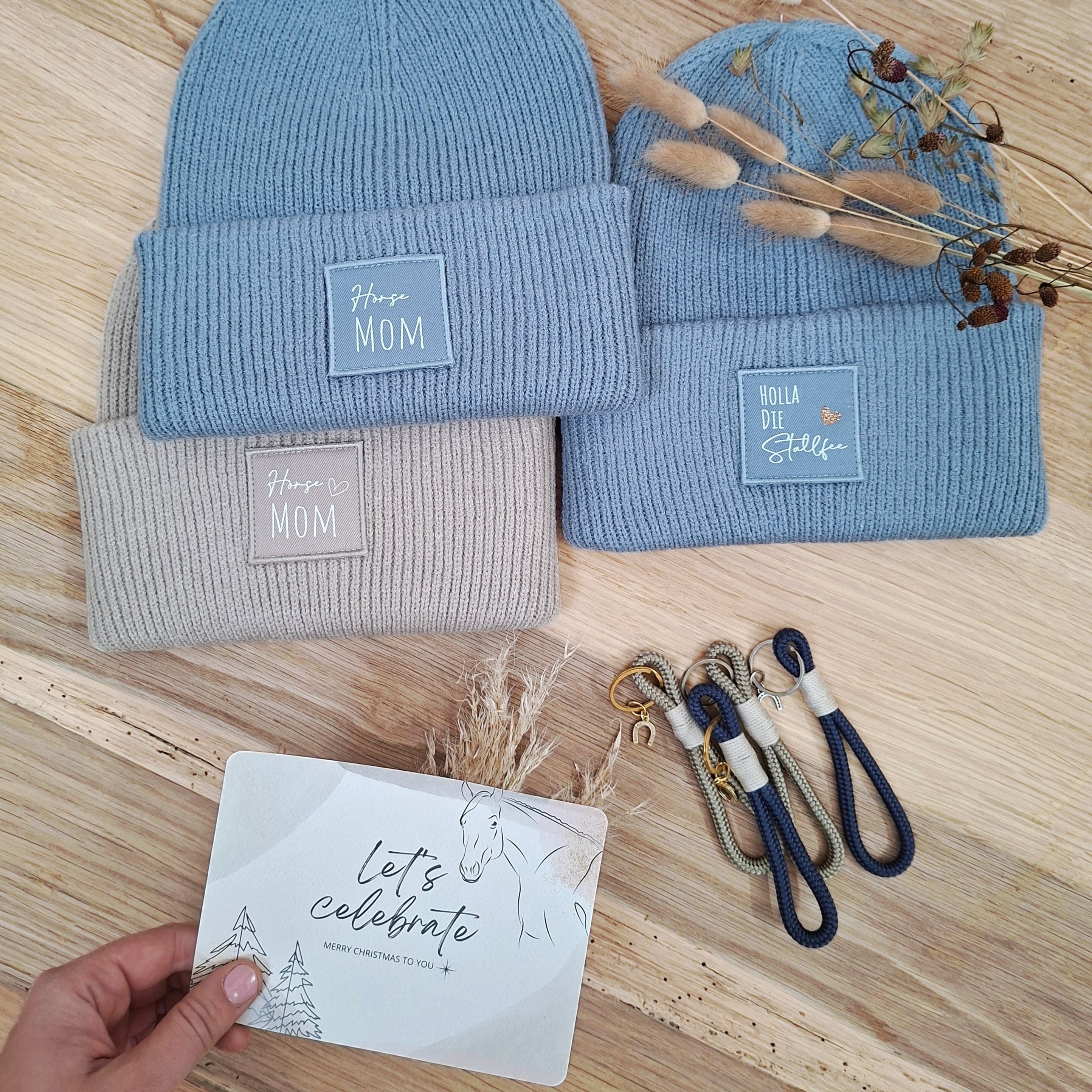 Gerippte Mütze mit Wunschtext